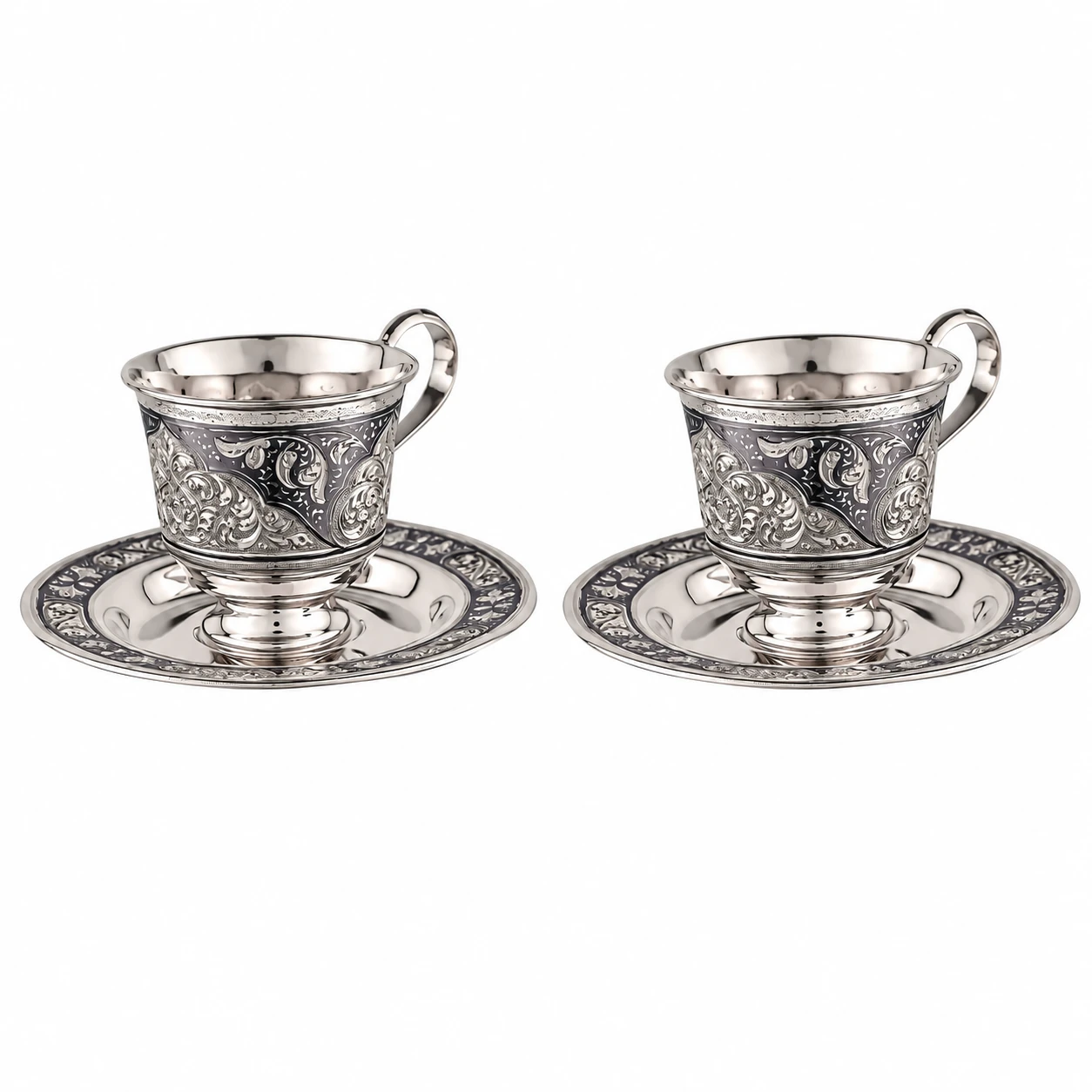 Silver coffee cup & saucer set · 60 ml